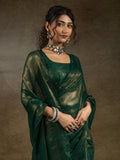 Stunning Green Chiffon Party Wear Pre-Stitched Saree With Blouse - Zeel Clothing