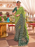 Stunning Green Digital Printed Silk Event Wear Saree With Blouse - Zeel Clothing