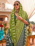 Stunning Green Digital Printed Silk Event Wear Saree With Blouse - Zeel Clothing