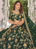 Stunning Green Embroidered Art Silk Wedding Wear Lehenga Choli - Zeel Clothing