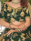 Stunning Green Embroidered Art Silk Wedding Wear Lehenga Choli - Zeel Clothing