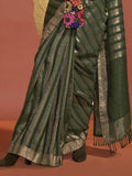Stunning Green Handloom Weaving Viscose Saree With Blouse - Zeel Clothing