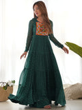 Stunning Green Laheriya Printed Georgette Navratri Wear Gown - Zeel Clothing