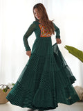 Stunning Green Laheriya Printed Georgette Navratri Wear Gown - Zeel Clothing