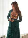 Stunning Green Laheriya Printed Georgette Navratri Wear Gown - Zeel Clothing
