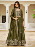Stunning Green Sequins Georgette Mehendi Wear Lehenga Choli - Zeel Clothing