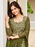 Stunning Green Sequins Georgette Mehendi Wear Lehenga Choli - Zeel Clothing