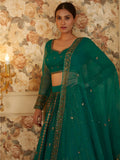 Stunning Green Sequins Work Organza Festive Wear Lehenga Choli