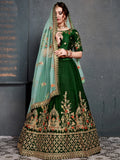 Stunning Green Zari Embroidered Silk Lehenga Choli With Dupatta - Zeel Clothing