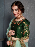Stunning Green Zari Embroidered Silk Lehenga Choli With Dupatta - Zeel Clothing