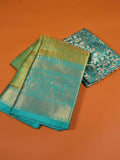 Stunning Green Zari Weaving Kanjivaram Traditional Saree With Blouse - Zeel Clothing