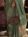 Stunning Green Zari Work Krimica Silk Classic Saree With Blouse - Zeel Clothing