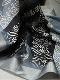 Stunning Grey Digital Printed Handloom Kotha Border Saree With Blouse - Zeel Clothing