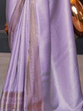 Stunning Lavender Zari Woven Silk Reception Wear Saree With Blouse - Zeel Clothing