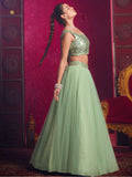 Stunning Light Green Net Party Wear Lehenga Choli With Dupatta - Zeel Clothing