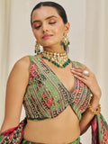 Stunning Light Green Printed Organza Event Wear Lehenga Choli - Zeel Clothing
