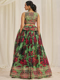 Stunning Light Green Printed Organza Event Wear Lehenga Choli - Zeel Clothing