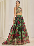 Stunning Light Green Printed Organza Event Wear Lehenga Choli - Zeel Clothing