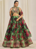 Stunning Light Green Printed Organza Event Wear Lehenga Choli - Zeel Clothing