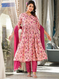 Stunning Light Pink Floral Printed Silk Readymade Pant Suit - Zeel Clothing