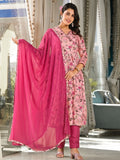 Stunning Light Pink Floral Printed Silk Readymade Pant Suit - Zeel Clothing