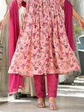 Stunning Light Pink Floral Printed Silk Readymade Pant Suit - Zeel Clothing