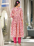 Stunning Light Pink Floral Printed Silk Readymade Pant Suit - Zeel Clothing