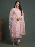 Stunning Light Pink Sequins Butterfly Net Salwar Kameez With Dupatta - Zeel Clothing
