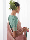 Stunning Light Pink Zari Weaving Silk Festive Wear Saree - Zeel Clothing