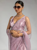 Stunning Light Purple Lace Bordered Net Reception Wear Pre-Stitched Saree - Zeel Clothing