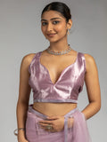 Stunning Light Purple Lace Bordered Net Reception Wear Pre-Stitched Saree - Zeel Clothing