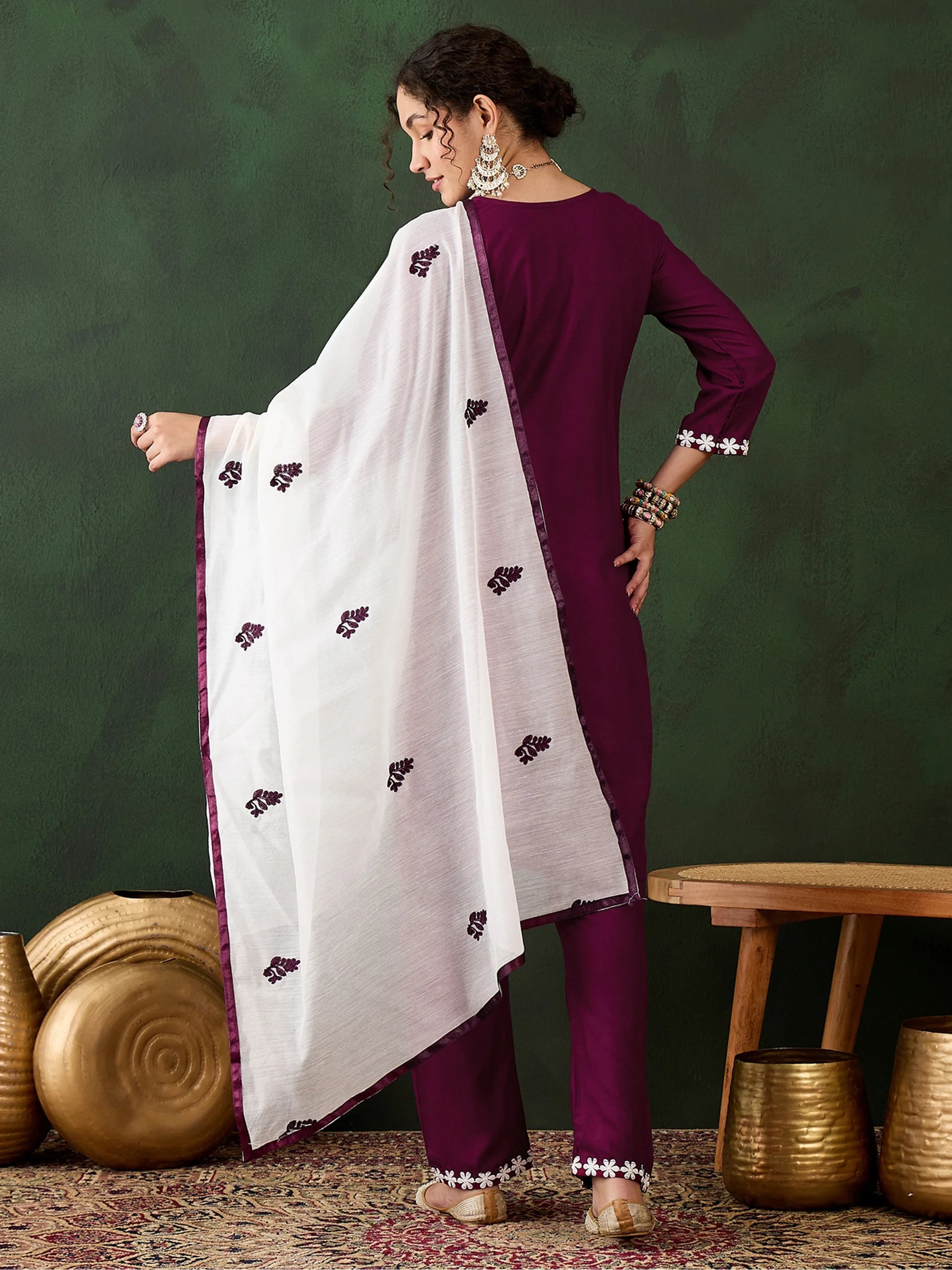 Stunning Magenta Embroidered Rayon Pant Suit With Dupatta - Zeel Clothing