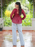Stunning Maroon Gamthi Work Georgette Navratri Special Peplum Style Top - Zeel Clothing