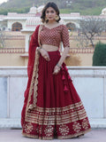 Stunning Maroon Sequins Georgette Engagement Wear Lehenga Choli - Zeel Clothing