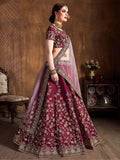 Stunning Maroon Sequins Raw Silk Lehenga Choli With Soft Net Dupatta - Zeel Clothing