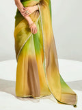 Stunning Mehendi Green Thread Embroidered Organza Wedding Wear Saree - Zeel Clothing