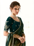 Stunning Multi-Color Border Work Tissue Silk Reception Wear Saree - Zeel Clothing