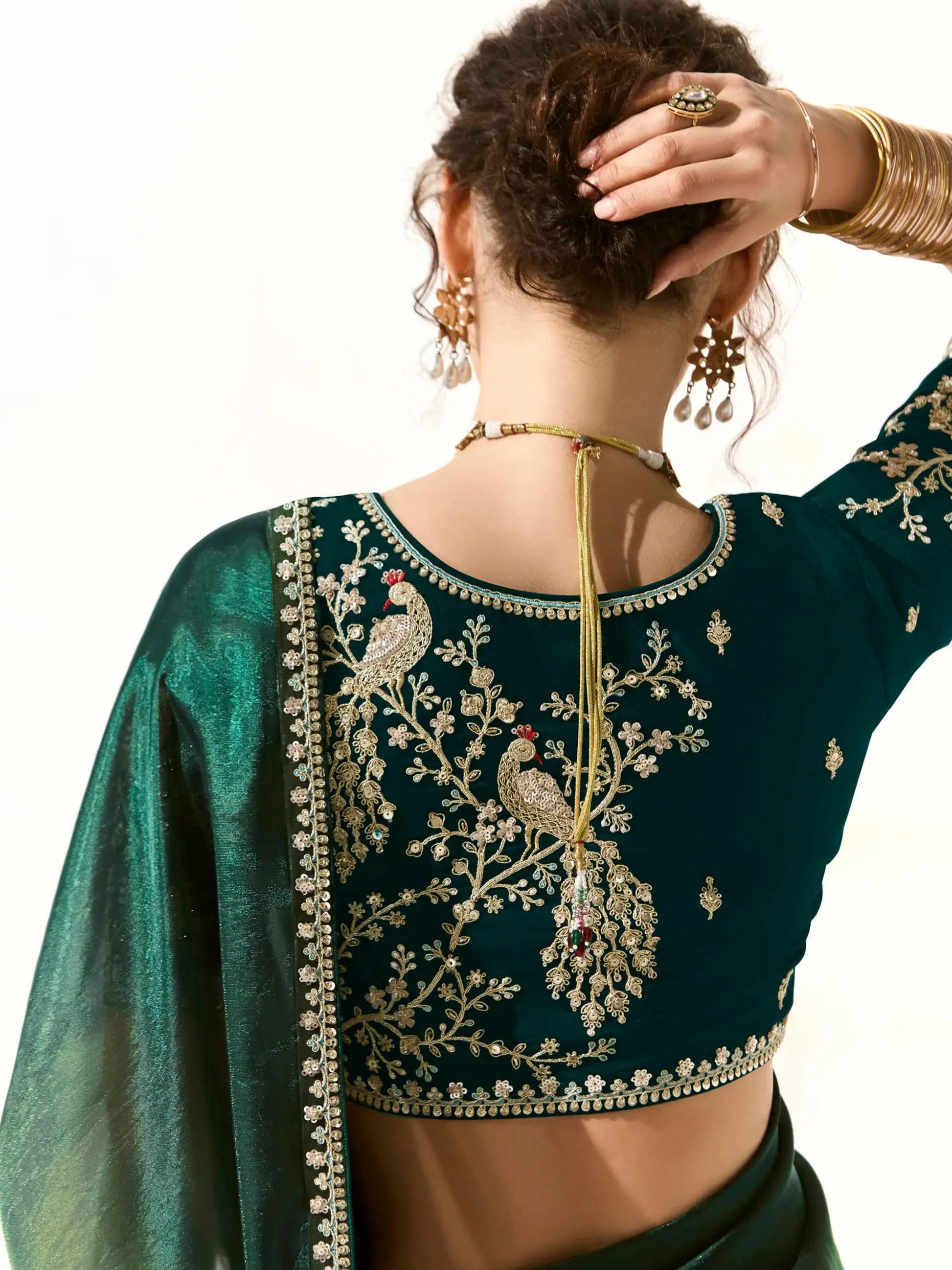 Stunning Multi-Color Border Work Tissue Silk Reception Wear Saree - Zeel Clothing