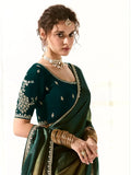 Stunning Multi-Color Border Work Tissue Silk Reception Wear Saree - Zeel Clothing