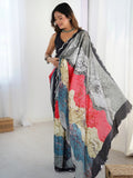 Stunning Multi-Color Digital Printed Chinon Saree With Blouse - Zeel Clothing