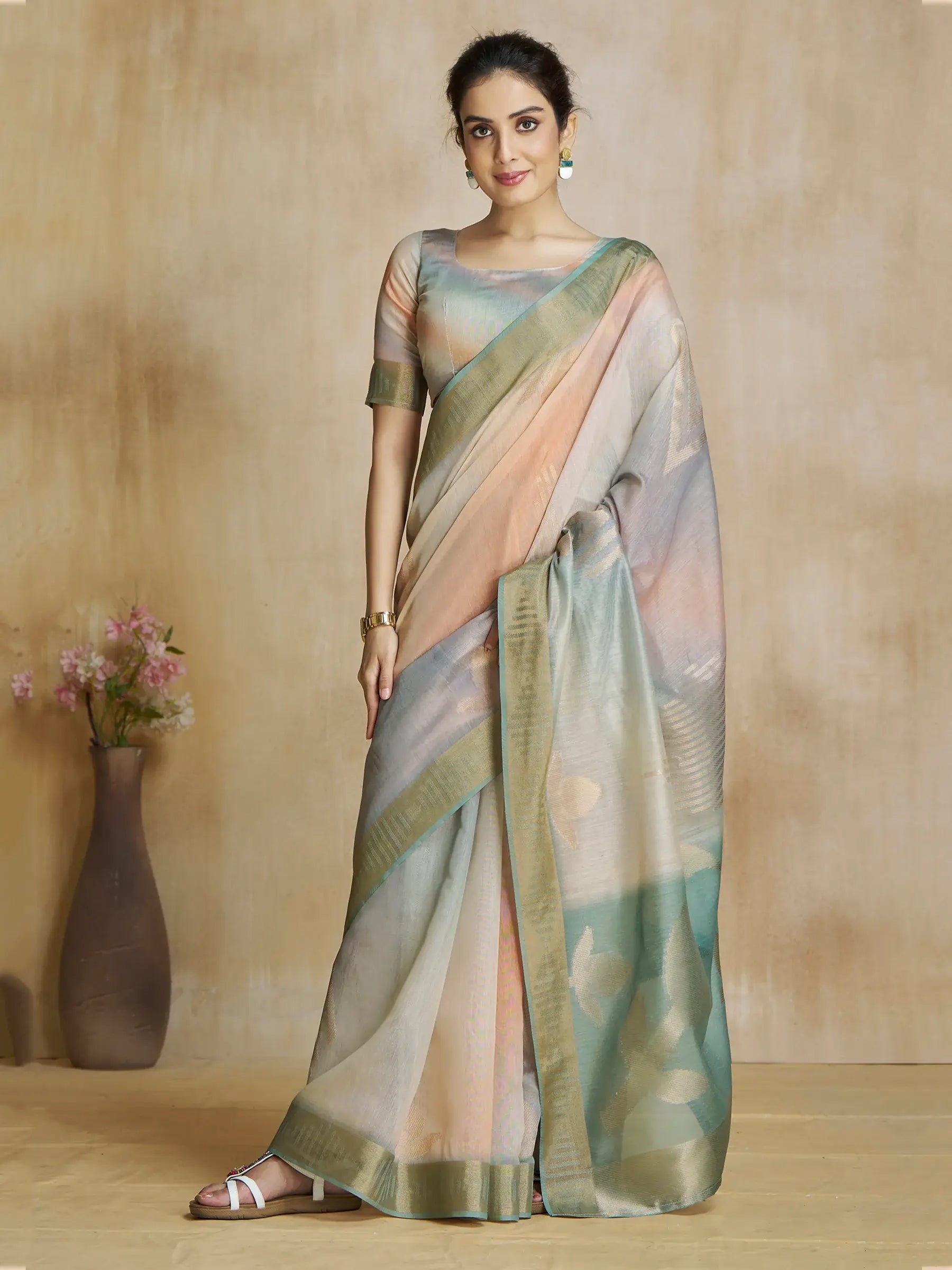 Stunning Multi Color Digital Printed Silk Festival Wear Saree With Blouse - Zeel Clothing