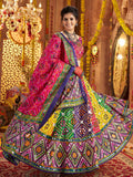 Stunning Multi-Color Foil Work Cotton Navratri Wear Lehenga Choli With Dupatta - Zeel Clothing