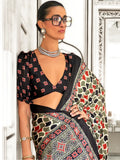 Stunning Multi-Color Printed Satin Casual Wear Saree With Blouse - Zeel Clothing