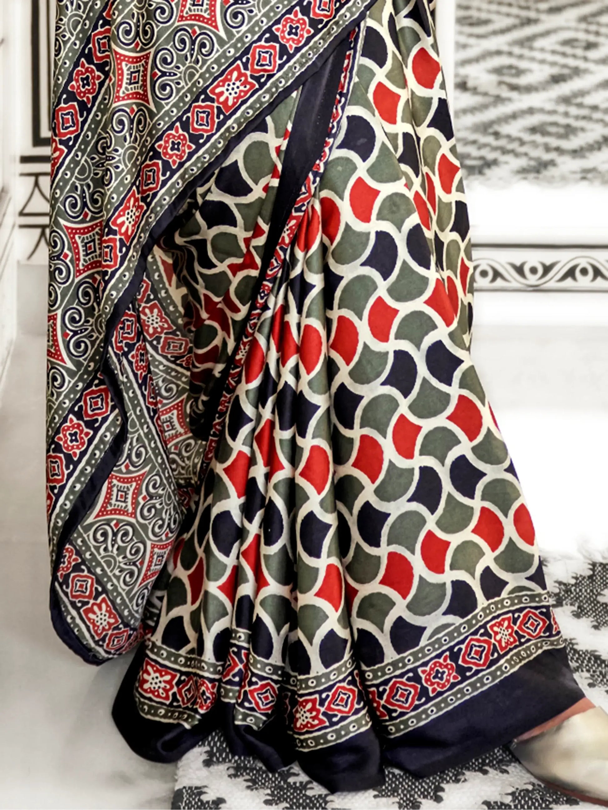 Stunning Multi-Color Printed Satin Casual Wear Saree With Blouse - Zeel Clothing