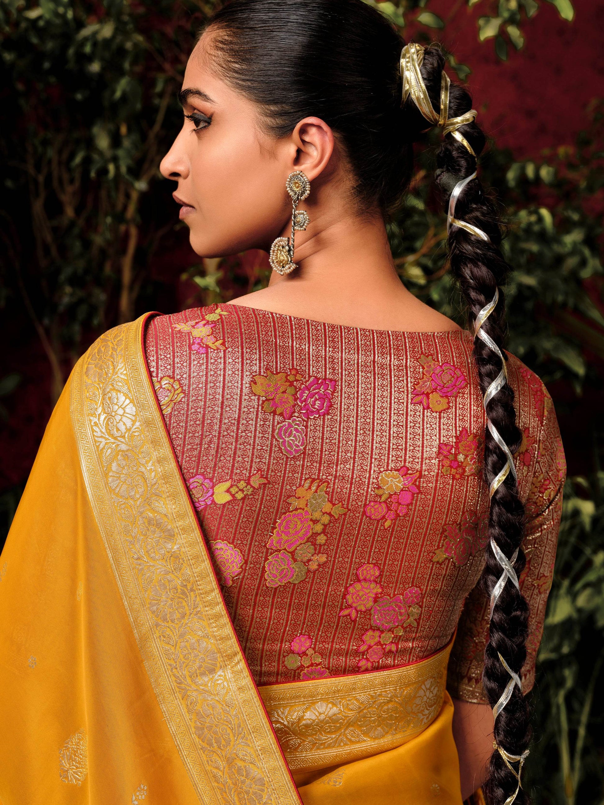 Stunning Mustard Yellow Zari Weaving Silk Haldi Wear Saree With Blouse - Zeel Clothing