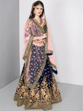 Stunning Navy Blue Colored Partywear Embroidered Lehenga Choli - Zeel Clothing