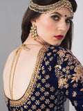 Stunning Navy Blue Colored Partywear Embroidered Lehenga Choli - Zeel Clothing