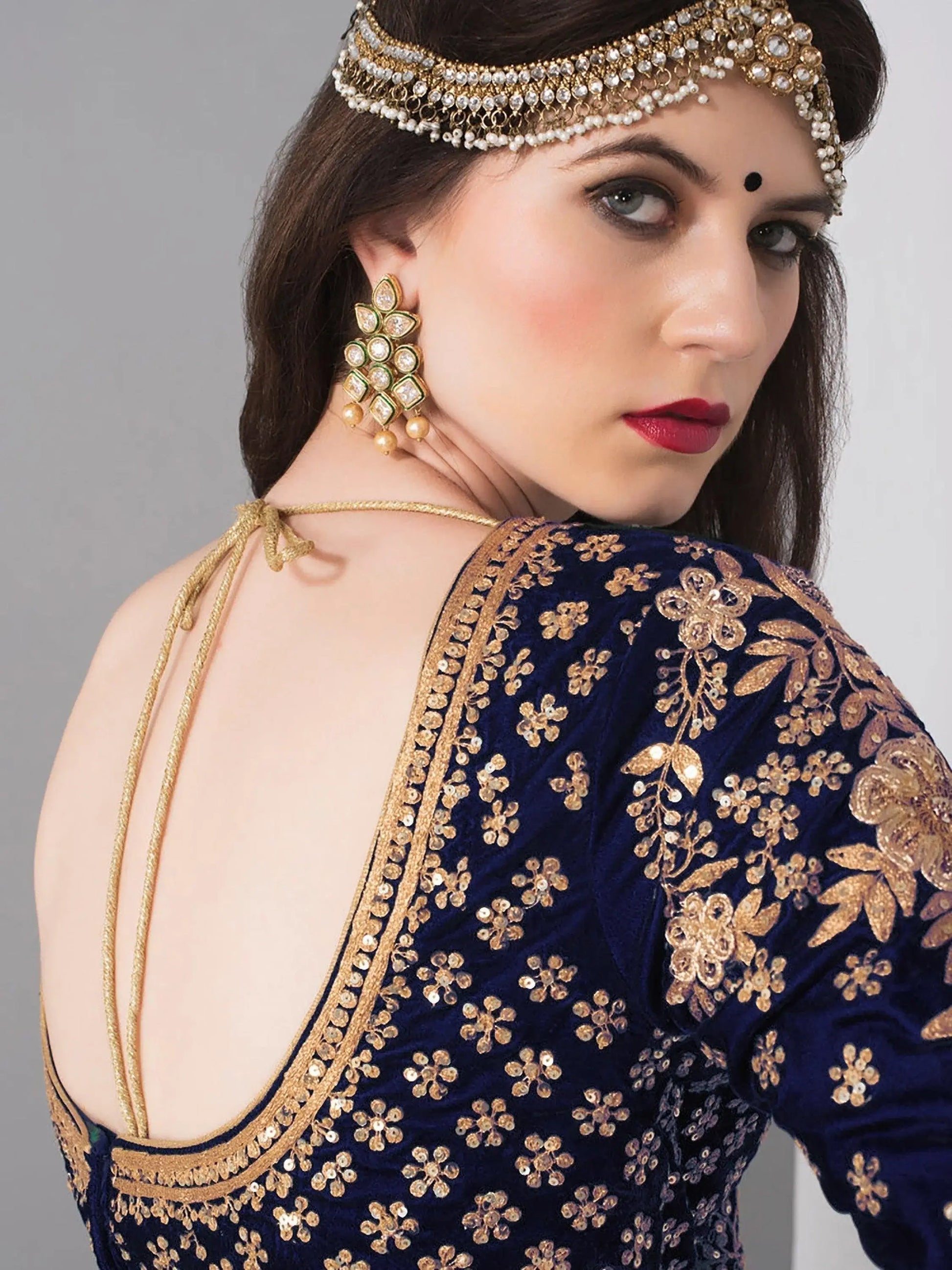 Stunning Navy Blue Colored Partywear Embroidered Lehenga Choli - Zeel Clothing