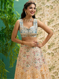 Stunning Off-White Printed Art Silk Wedding Lehenga Choli With Dupatta - Zeel Clothing