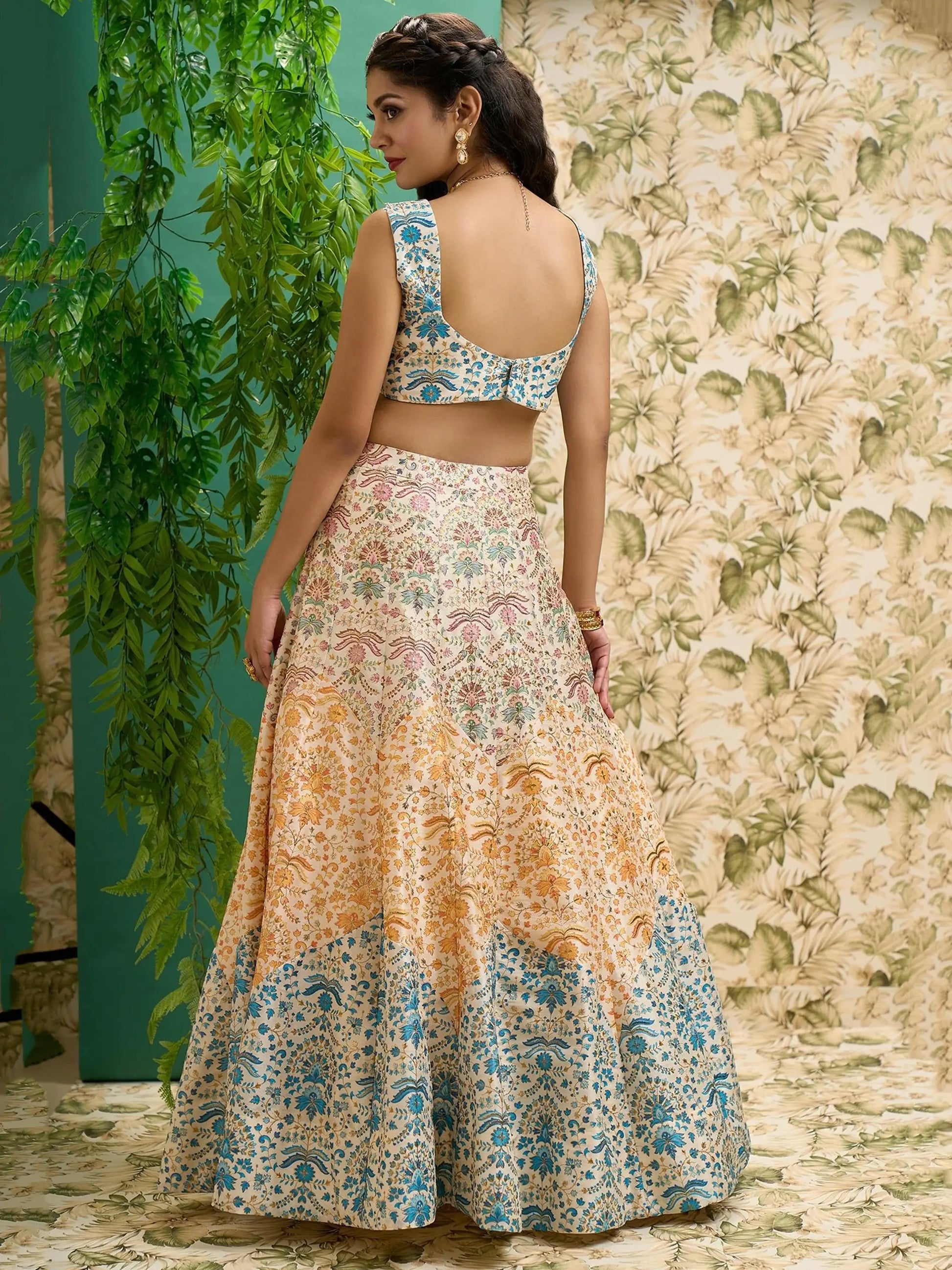 Stunning Off-White Printed Art Silk Wedding Lehenga Choli With Dupatta - Zeel Clothing